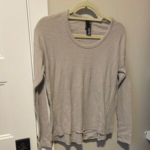 bobi Beige Waffle Knit Long Sleeve Top